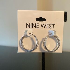 Nine West Textured Silver Hoop Earrings